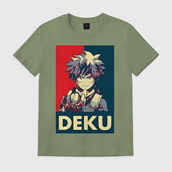 Футболка хлопковая мужская Моя геройская академия Идзуку Мидория герой, цвет: авокадо