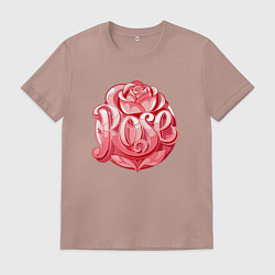 Футболка хлопковая мужская Роза с надписью, цвет: пыльно-розовый