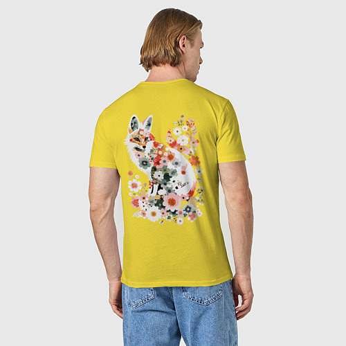 Мужская футболка Лисий контур из цветов / Желтый – фото 4