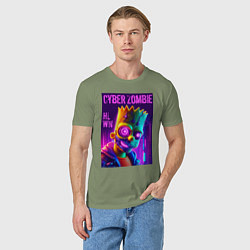 Футболка хлопковая мужская Bart Simpson cyber zombie - halloween ai art, цвет: авокадо — фото 2