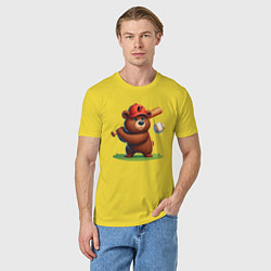 Футболка хлопковая мужская Bear cub batter Baltimore Orioles - ai art, цвет: желтый — фото 2