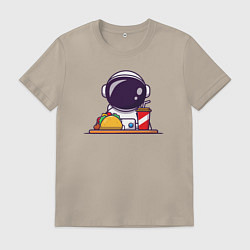 Футболка хлопковая мужская Космический фастфуд, цвет: миндальный