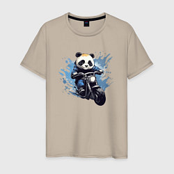 Мужская футболка Панда-мотоциклист