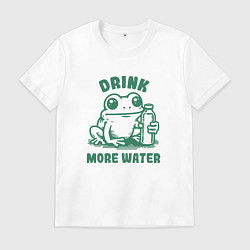 Мужская футболка Забавная лягушка с бутылкой воды пей больше воды