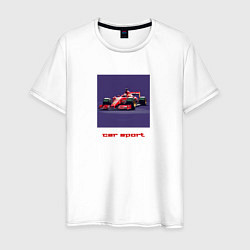 Футболка хлопковая мужская Formula One race car red, цвет: белый