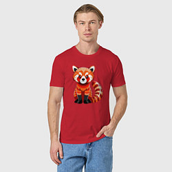 Футболка хлопковая мужская Красная панда с роскошным хвостом, цвет: красный — фото 2