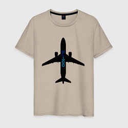 Мужская футболка Черный облик самолета SJ-100 с названием