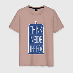 Футболка хлопковая мужская Think inside the box, цвет: пыльно-розовый