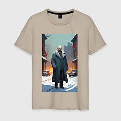 Мужская футболка Ленин зимой без охраны - нейросеть