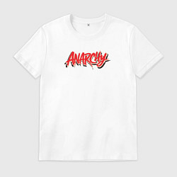 Футболка хлопковая мужская Надпись анархия калиграфия, цвет: белый