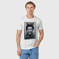 Футболка хлопковая мужская Escobar draw portrait, цвет: белый — фото 2