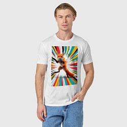 Футболка хлопковая мужская Лиса на вечеринке, цвет: белый — фото 2