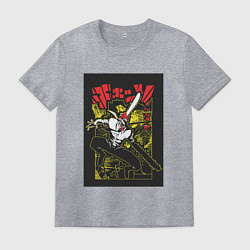 Футболка хлопковая мужская Человек-бензопила Денджи воплощение демона, цвет: меланж
