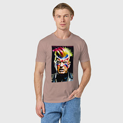 Футболка хлопковая мужская Панк Дональд Трамп - жесть, цвет: пыльно-розовый — фото 2