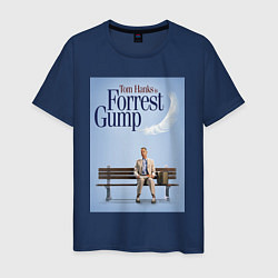 Футболка хлопковая мужская Forrest Gump - Tom is on the bench, цвет: тёмно-синий