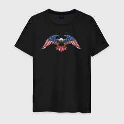 Футболка хлопковая мужская Американский орёл, цвет: черный