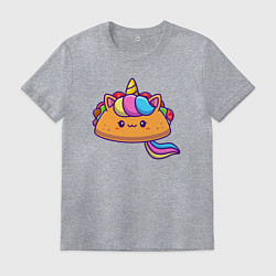 Футболка хлопковая мужская Тако единорог милый, цвет: меланж