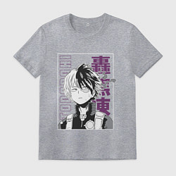 Футболка хлопковая мужская Моя геройская академия Шото Тодороки, цвет: меланж