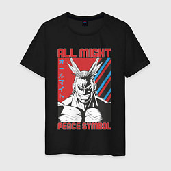 Футболка хлопковая мужская Моя геройская академия All Might pease symbol, цвет: черный