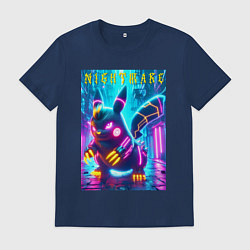 Футболка хлопковая мужская Ужасный Пикачу - ночной кошмар, цвет: тёмно-синий