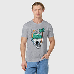 Футболка хлопковая мужская Skull and summer, цвет: меланж — фото 2