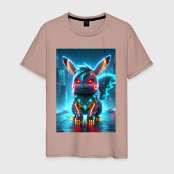 Мужская футболка Cyber Pikachu in the neon metropolis - ai art