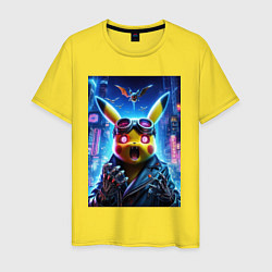 Мужская футболка Pikachu brave cyber pilot - neon glow
