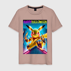 Мужская футболка Happy halloween - terrible Pikachu
