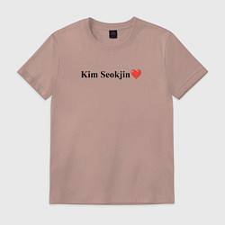 Футболка хлопковая мужская BTS Kim Seok-jin, цвет: пыльно-розовый