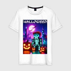 Мужская футболка Pumpkin and skeleton - neon glow