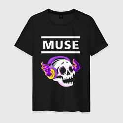 Мужская футболка Muse - неоновый череп