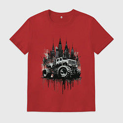 Мужская футболка Грузовик на фоне города