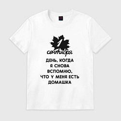 Мужская футболка 1 сентября когда я вспомню что у меня есть домашка