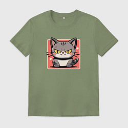 Мужская футболка Сердитый кот в стиле аниме