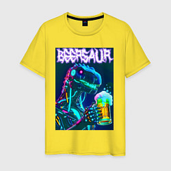 Мужская футболка Neon cyber beersaur - neon glow fantasy