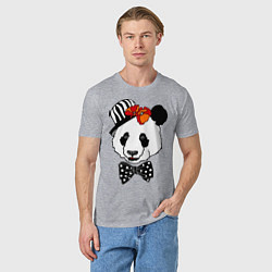 Футболка хлопковая мужская Панда с маками, цвет: меланж — фото 2