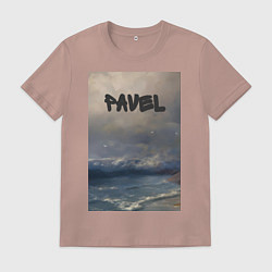 Футболка хлопковая мужская Pavel волны, цвет: пыльно-розовый