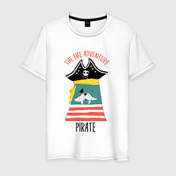 Футболка хлопковая мужская Пират - приключение жизни, цвет: белый