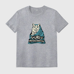 Мужская футболка Кот гуру прокрастинации