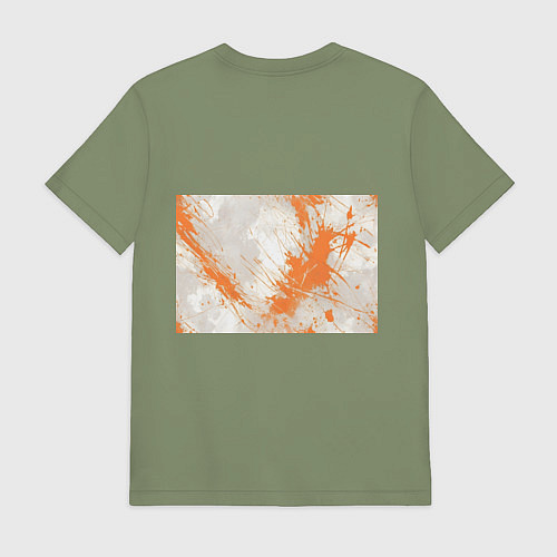 Мужская футболка Оранжевая краска на белом / Авокадо – фото 2