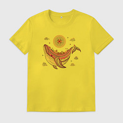Мужская футболка Кит и солнце в стиле мезенской росписи
