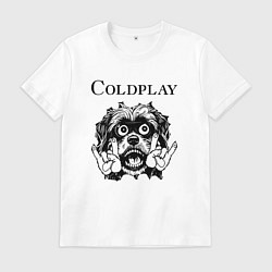 Футболка хлопковая мужская Coldplay - rock dog, цвет: белый