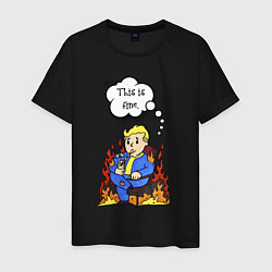 Мужская футболка Vault boy in the fire
