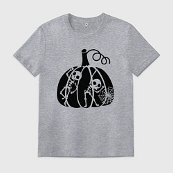 Футболка хлопковая мужская Скелеты в тыкве, цвет: меланж