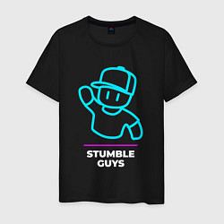 Мужская футболка Символ Stumble Guys в неоновых цветах