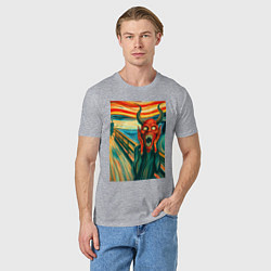 Футболка хлопковая мужская Демон кричит на картине Эдварда Мунка - мем искусс, цвет: меланж — фото 2