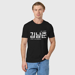 Футболка хлопковая мужская Ким Намджун bts, цвет: черный — фото 2