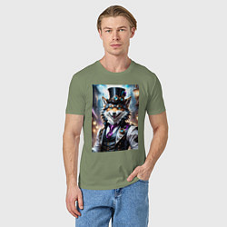 Футболка хлопковая мужская Стимпанк волк, цвет: авокадо — фото 2