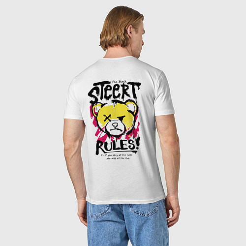 Мужская футболка Мишка - уличные правила / Белый – фото 4