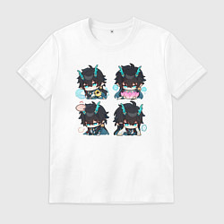 Футболка хлопковая мужская Дань Хэн стикеры, цвет: белый